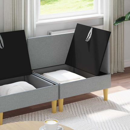 Modulsofa sæt med opbevaring 4 pcs Lysegrå Stof