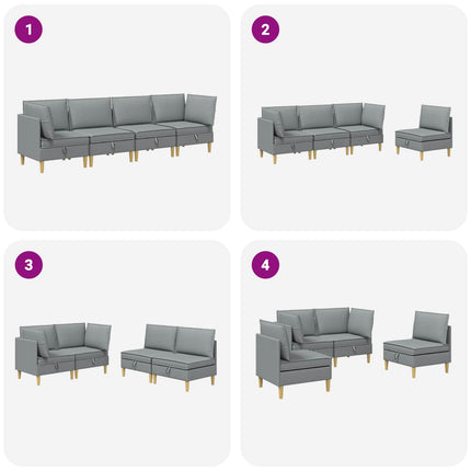 Modulsofa sæt med opbevaring 4 pcs Lysegrå Stof