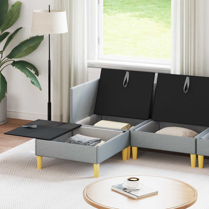 Modulsofa sæt med opbevaring 5 pcs Lysegrå Stof