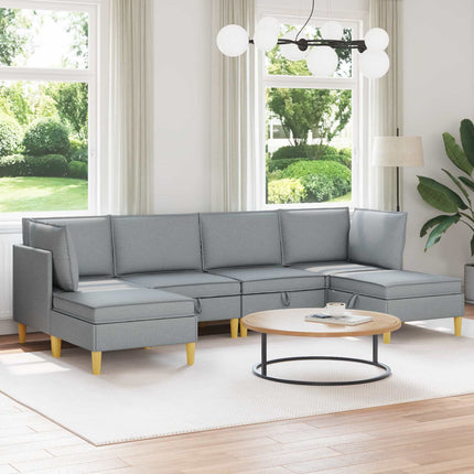 Modulsofa sæt med opbevaring 6 pcs Lysegrå Stof