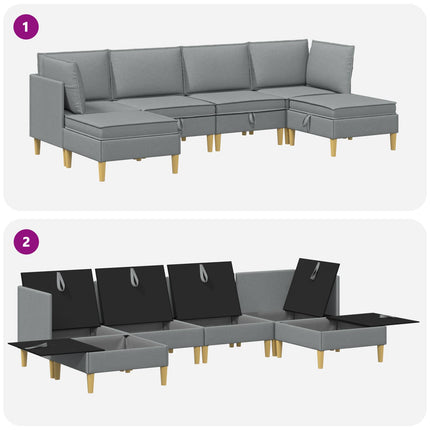 Modulsofa sæt med opbevaring 6 pcs Lysegrå Stof