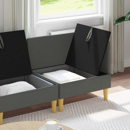 Modulsofa sæt med opbevaring 3 pcs Mørkegrå Stof