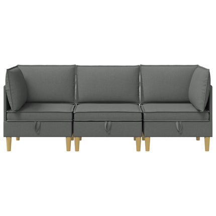 Modulsofa sæt med opbevaring 3 pcs Mørkegrå Stof