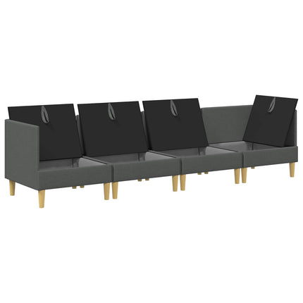 Modulsofa sæt med opbevaring 4 pcs Mørkegrå Stof