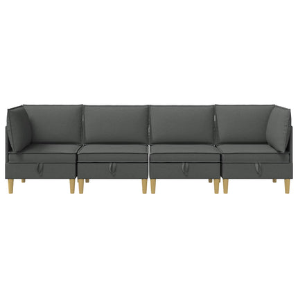 Modulsofa sæt med opbevaring 4 pcs Mørkegrå Stof