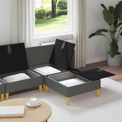 Modulsofa sæt med opbevaring 4 pcs Mørkegrå Stof