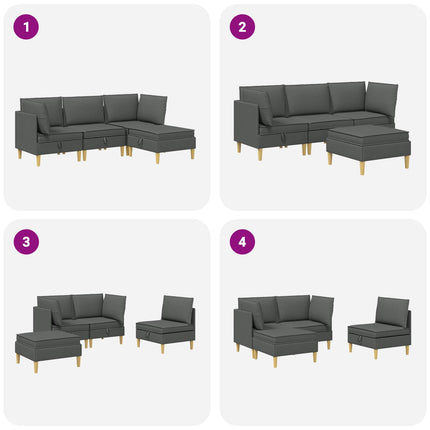 Modulsofa sæt med opbevaring 4 pcs Mørkegrå Stof
