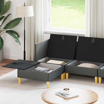 Modulsofa sæt med opbevaring 5 pcs Mørkegrå Stof