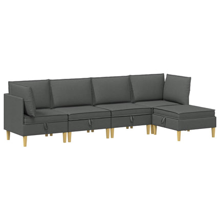 Modulsofa sæt med opbevaring 5 pcs Mørkegrå Stof
