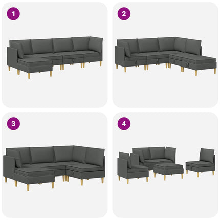 Modulsofa sæt med opbevaring 5 pcs Mørkegrå Stof