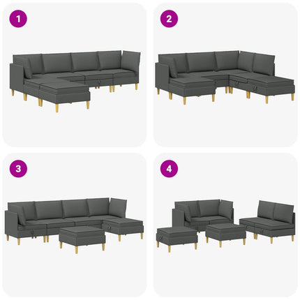 Modulsofa sæt med opbevaring 6 pcs Mørkegrå Stof