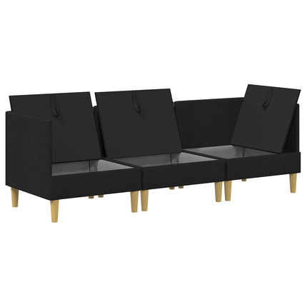 Modulsofa sæt med opbevaring 3 pcs Sort Stof