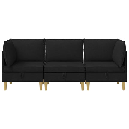 Modulsofa sæt med opbevaring 3 pcs Sort Stof