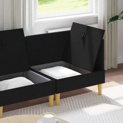 Modulsofa sæt med opbevaring 4 pcs Sort Stof