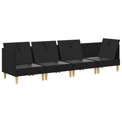 Modulsofa sæt med opbevaring 4 pcs Sort Stof