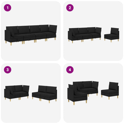 Modulsofa sæt med opbevaring 4 pcs Sort Stof