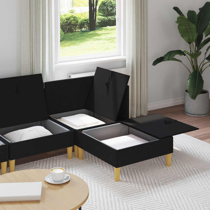 Modulsofa sæt med opbevaring 4 pcs Sort Stof