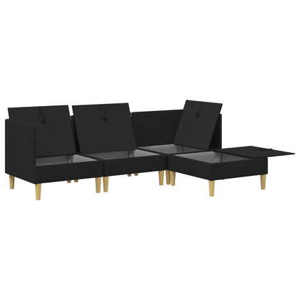Modulsofa sæt med opbevaring 4 pcs Sort Stof