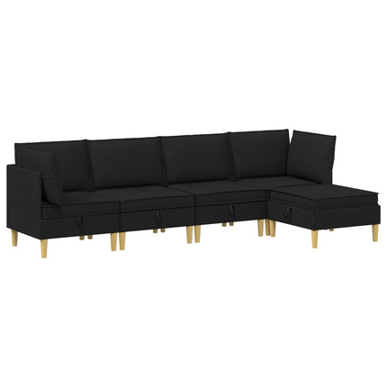 Modulsofa sæt med opbevaring 5 pcs Sort Stof