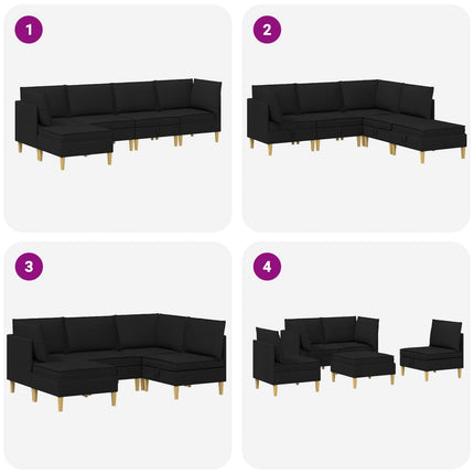 Modulsofa sæt med opbevaring 5 pcs Sort Stof