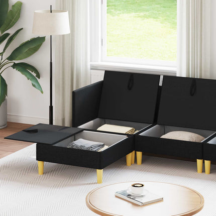 Modulsofa sæt med opbevaring 6 pcs Sort Stof