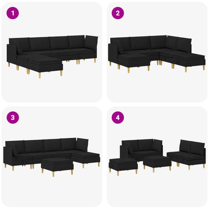 Modulsofa sæt med opbevaring 6 pcs Sort Stof