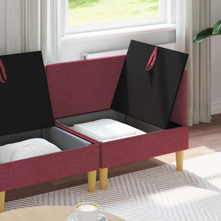 Modulsofa sæt med opbevaring 3 pcs Vinrød Stof