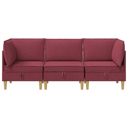 Modulsofa sæt med opbevaring 3 pcs Vinrød Stof