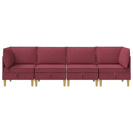 Modulsofa sæt med opbevaring 4 pcs Vinrød Stof