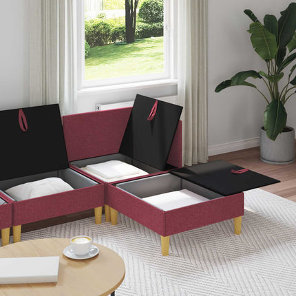 Modulsofa sæt med opbevaring 4 pcs Vinrød Stof