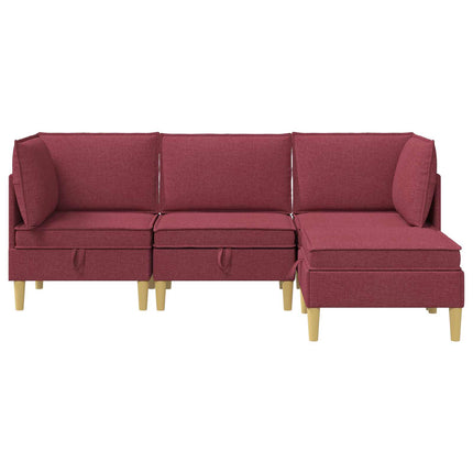 Modulsofa sæt med opbevaring 4 pcs Vinrød Stof