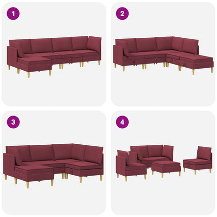 Modulsofa sæt med opbevaring 5 pcs Vinrød Stof