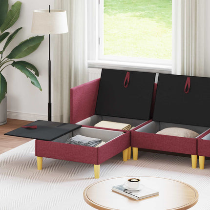 Modulsofa sæt med opbevaring 6 pcs Vinrød Stof