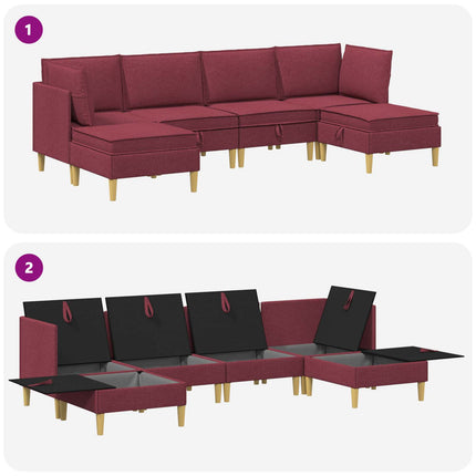 Modulsofa sæt med opbevaring 6 pcs Vinrød Stof