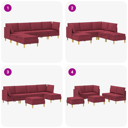 Modulsofa sæt med opbevaring 6 pcs Vinrød Stof