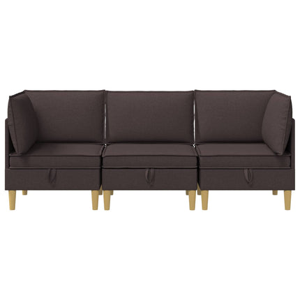 Modulsofa sæt med opbevaring 3 pcs Mørk Brun Stof