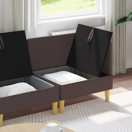 Modulsofa sæt med opbevaring 4 pcs Mørk Brun Stof