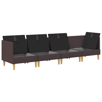 Modulsofa sæt med opbevaring 4 pcs Mørk Brun Stof