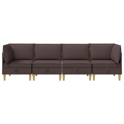 Modulsofa sæt med opbevaring 4 pcs Mørk Brun Stof