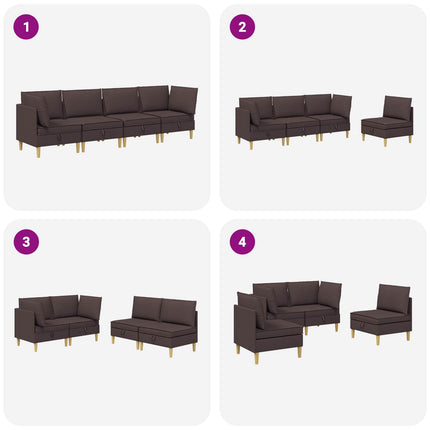 Modulsofa sæt med opbevaring 4 pcs Mørk Brun Stof