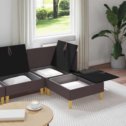 Modulsofa sæt med opbevaring 4 pcs Mørk Brun Stof