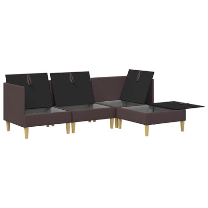 Modulsofa sæt med opbevaring 4 pcs Mørk Brun Stof
