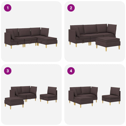 Modulsofa sæt med opbevaring 4 pcs Mørk Brun Stof