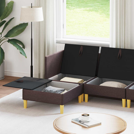 Modulsofa sæt med opbevaring 6 pcs Mørk Brun Stof