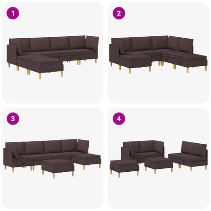 Modulsofa sæt med opbevaring 6 pcs Mørk Brun Stof