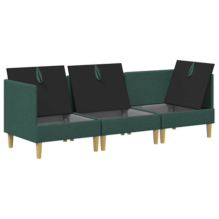 Modulsofa sæt med opbevaring 3 pcs Mørkegrøn Stof