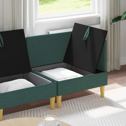 Modulsofa sæt med opbevaring 4 pcs Mørkegrøn Stof