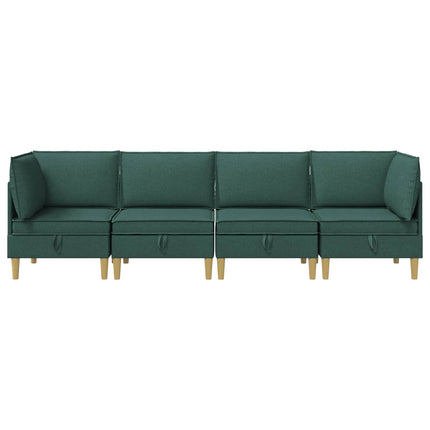 Modulsofa sæt med opbevaring 4 pcs Mørkegrøn Stof