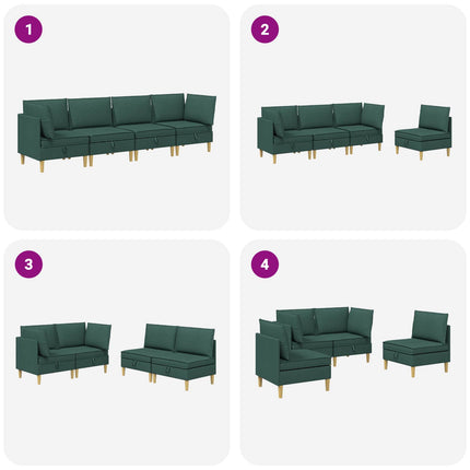 Modulsofa sæt med opbevaring 4 pcs Mørkegrøn Stof