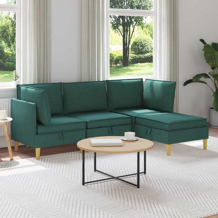 Modulsofa sæt med opbevaring 4 pcs Mørkegrøn Stof
